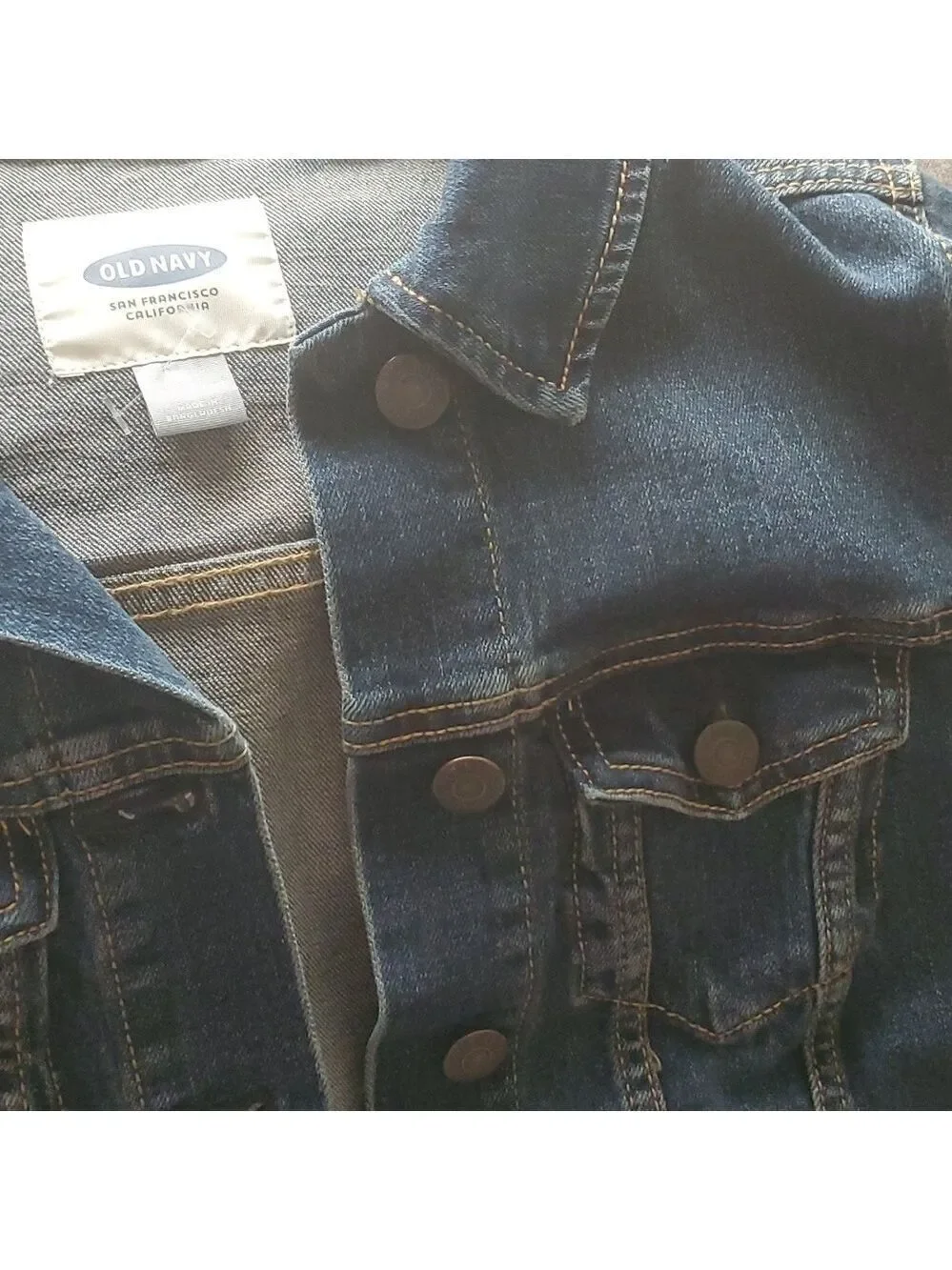 Old Navy jacket women’s Small sz S long Sleeve Denim Jean Trucker Blue Crop